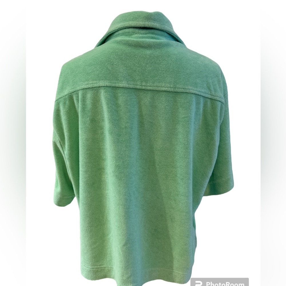 Fabletics Island Terry Boxy Button Up Lime Green … - image 4